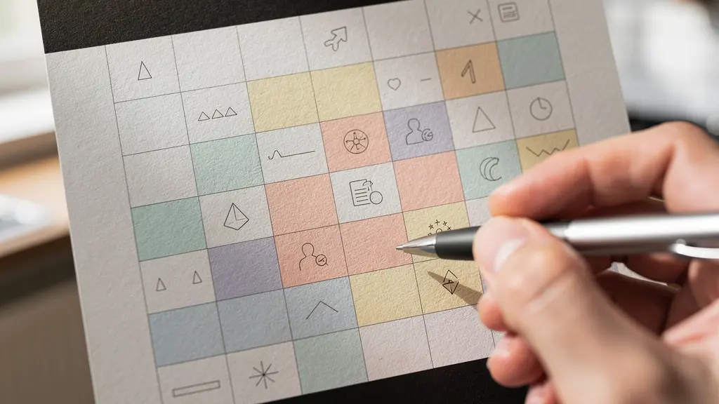 Gros plan sur un calendrier mural avec des zones colorées marquant les espaces personnels et familiaux