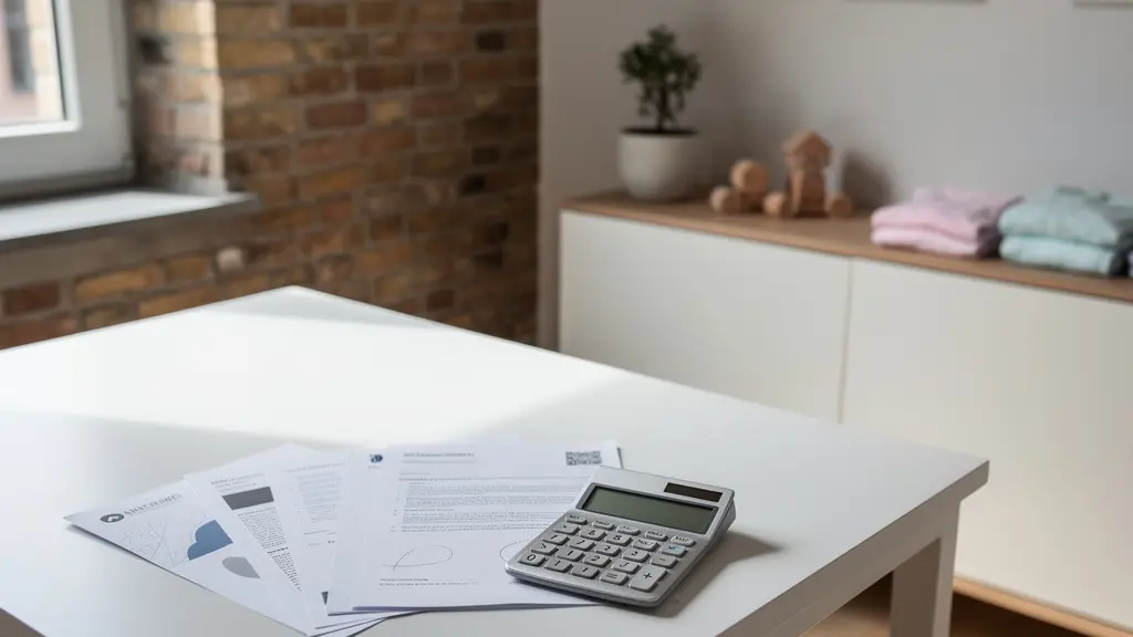 Comparaison des avantages bébé des mutuelles belges avec documents et calculette sur bureau moderne