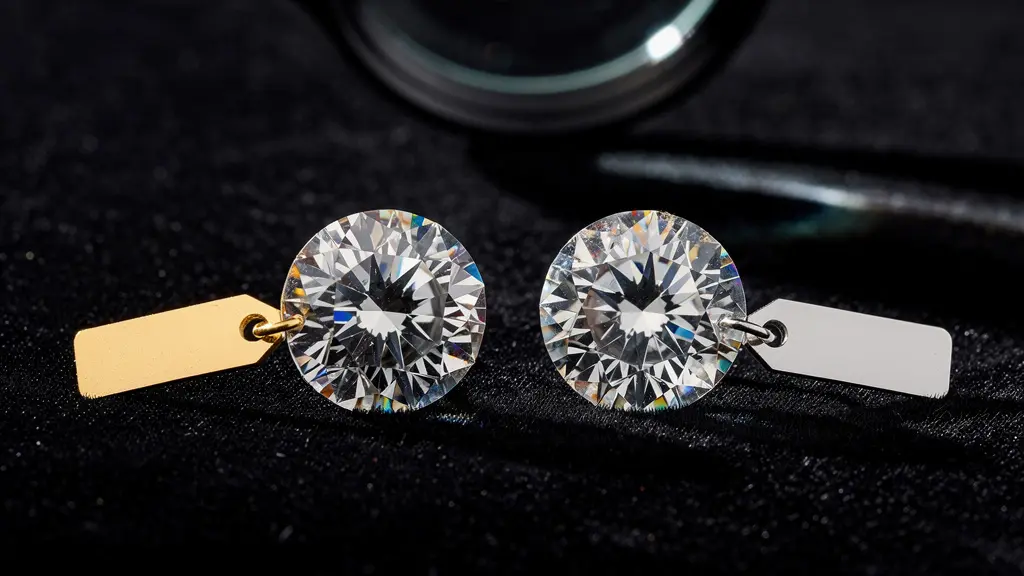 Deux diamants posés sur velours noir examinés à la loupe de joaillier