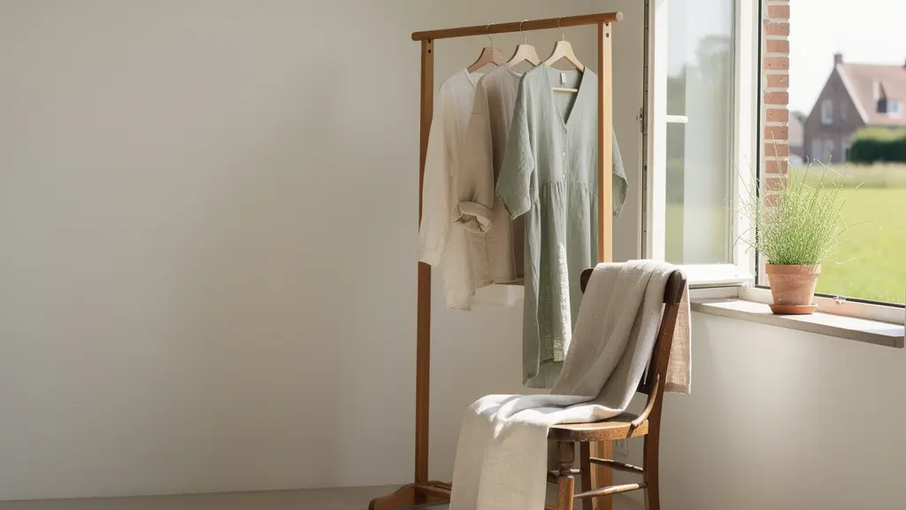 Garde-robe estivale durable en lin et chanvre avec vue sur la campagne belge