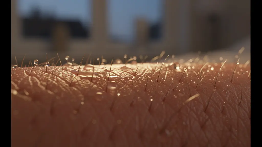 Texture de peau en macro montrant le renouvellement cellulaire nocturne