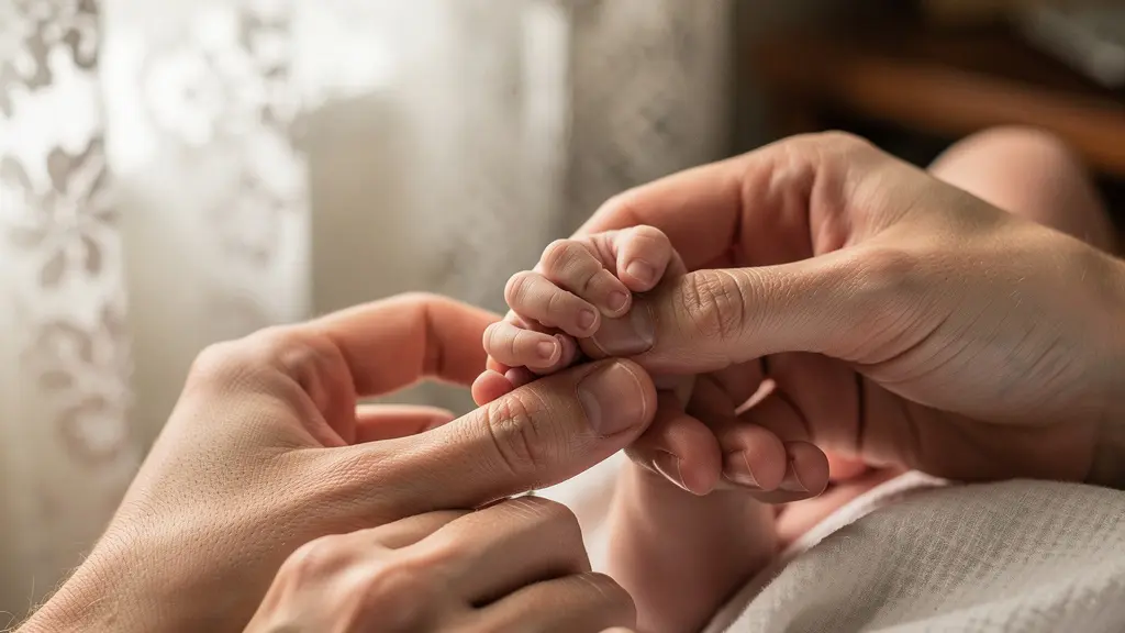 Sage-femme examinant délicatement un nouveau-né lors d'une visite à domicile