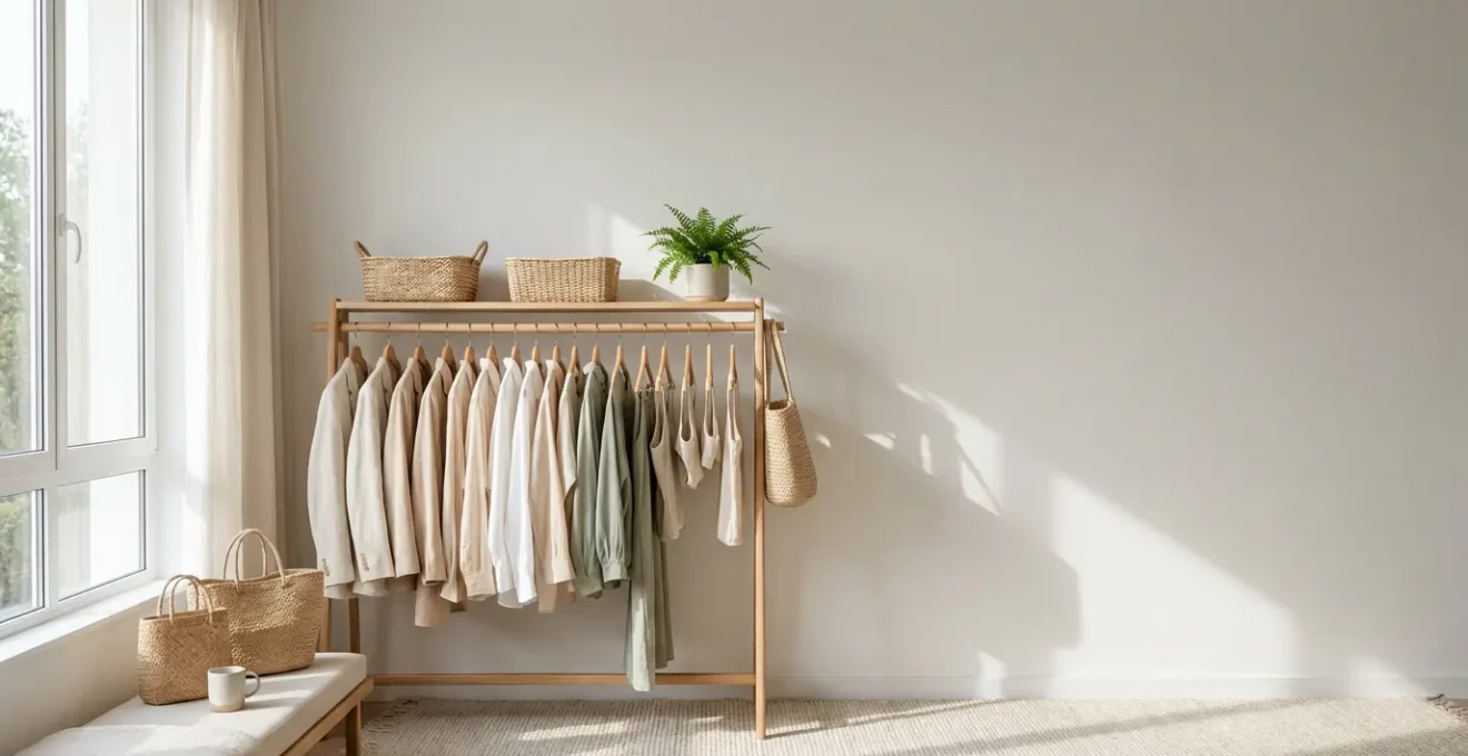 Tenues professionnelles en matières naturelles disposées en layers élégants